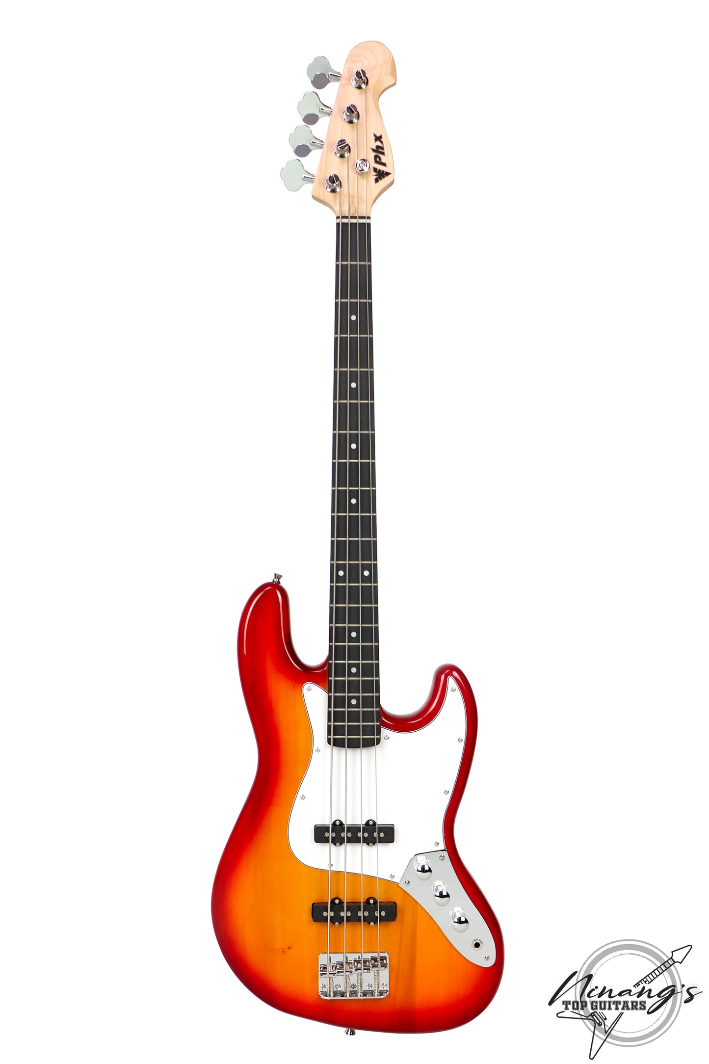 PHX JB-4 4-String Jazz Bass Cherry Sunburst